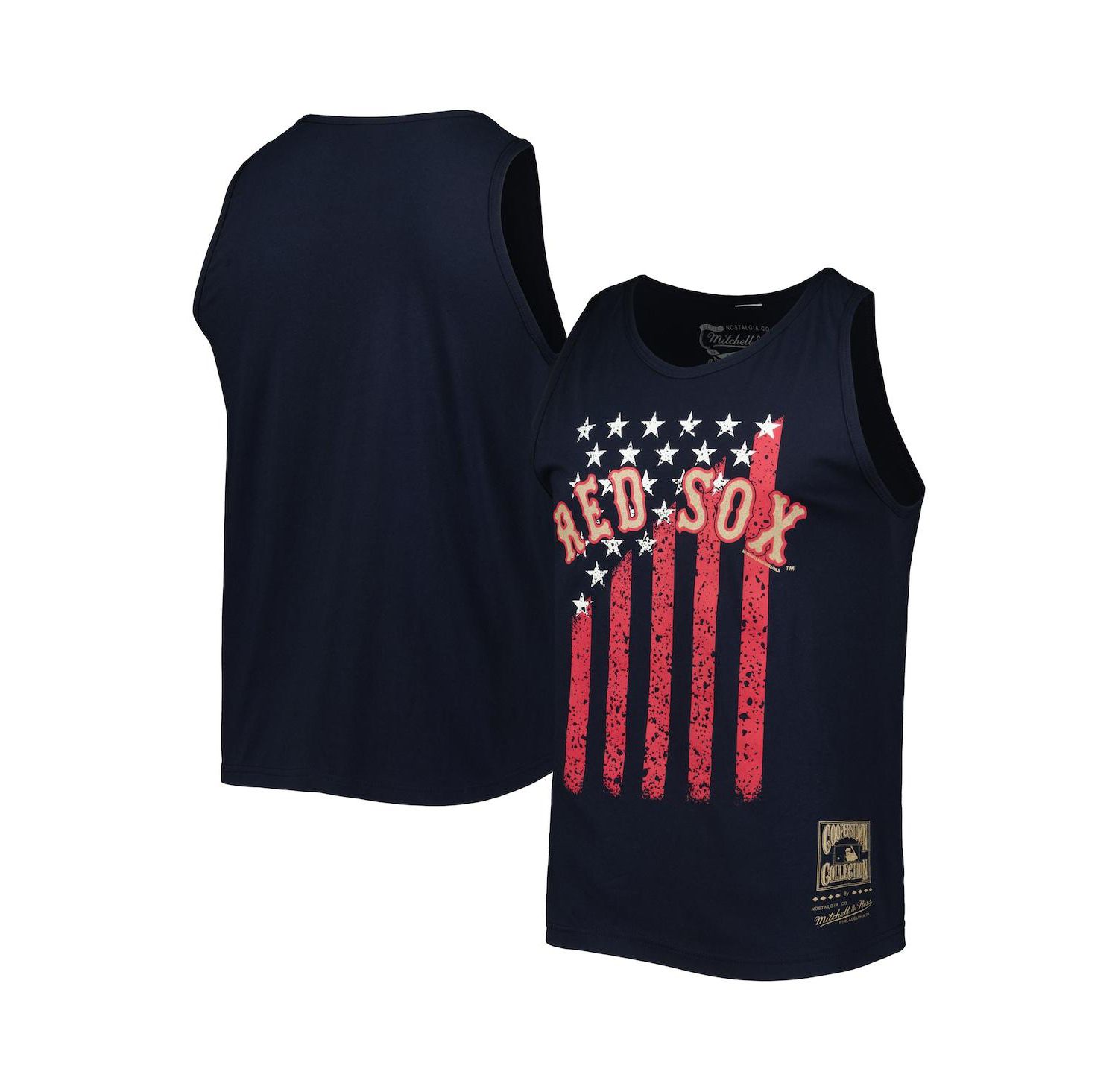 Men's Navy Boston Red Sox Cooperstown Collection Stars and Stripes Tank Top