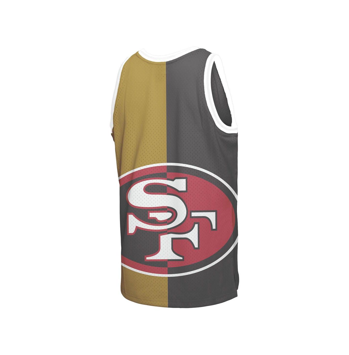 Мужской топ Mitchell & Ness Joe Montana Black, Gold San Francisco 49ers Retired Player Graphic — фото 2