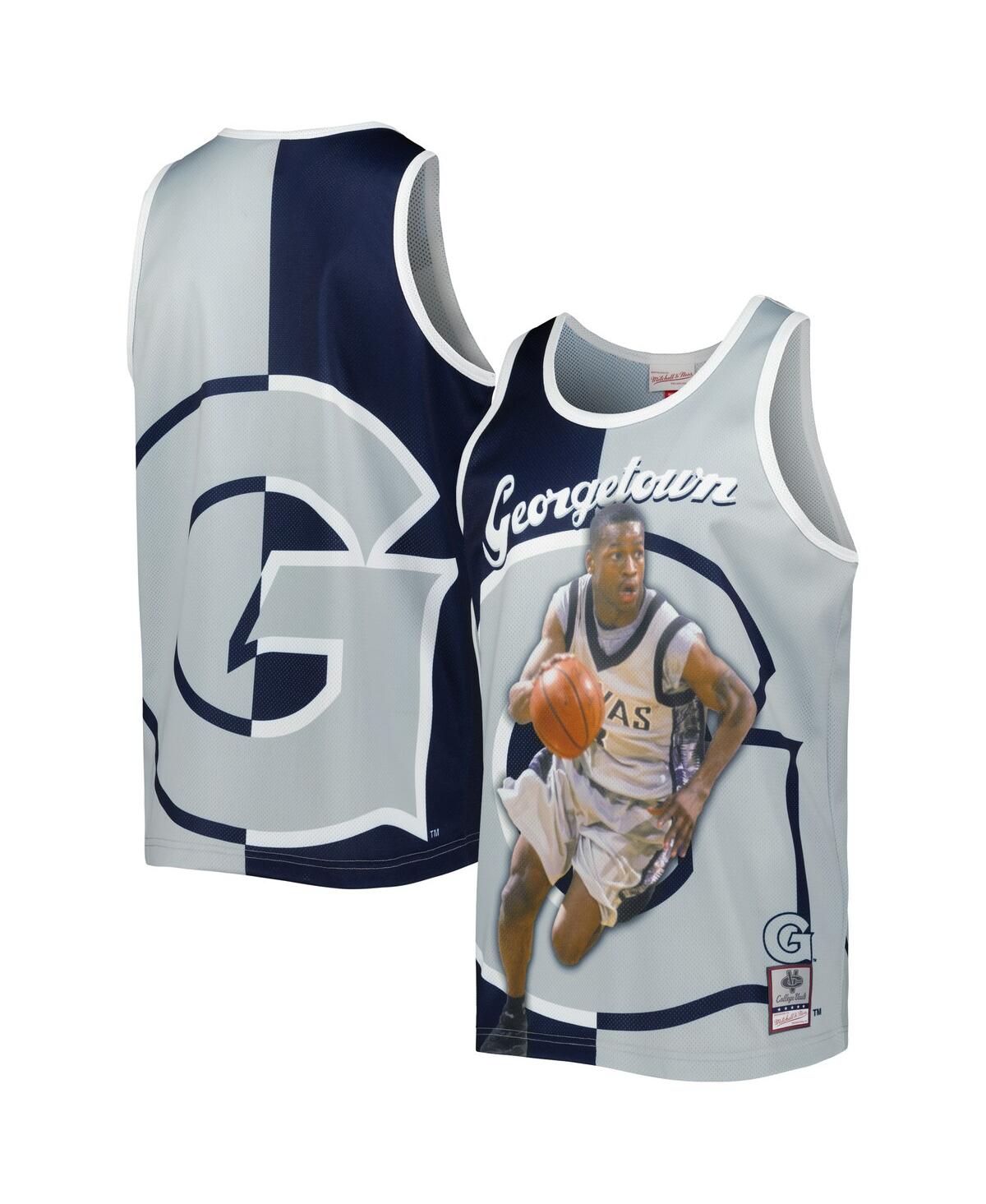 Mitchell & Ness Men's  Allen Iverson Navy, Gray Georgetown Hoyas Sublimated Player Tank Top In Navy,gray