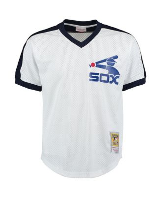Men's Carlton Fisk White Chicago White Sox Cooperstown Mesh Batting Practice Jersey
