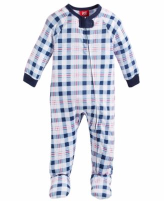 Family Pajamas - Baby Simple Plaid Matching Footed One-Piece