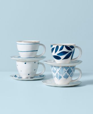 Blue Bay Espresso Cup & Saucers, Service for 4