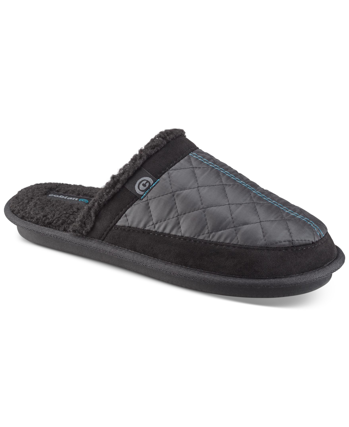 Cobian Men's Happy Camper Quilted Fleece-lined Mule Slippers In Black