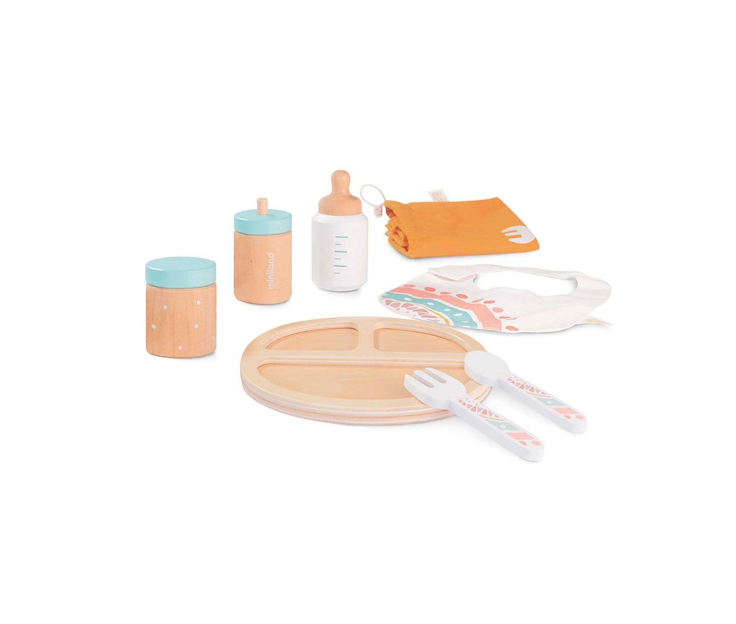 Детские куклы MINILAND Doll Wooden Feeding Set — фото 1