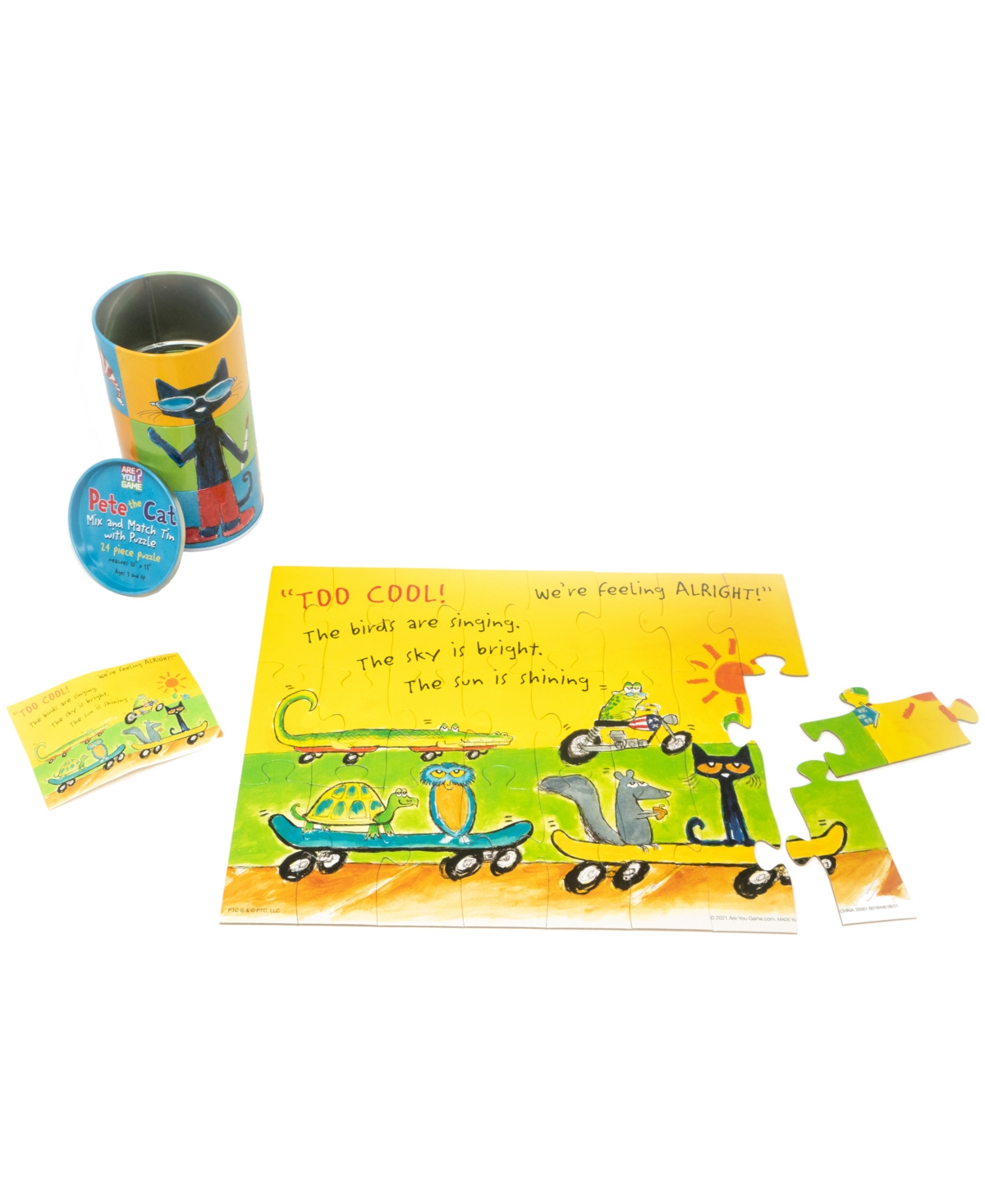 Shop Areyougame .com Pete The Cat Mix And Match Tin With Puzzle Set, 25 Pieces In Multi Color