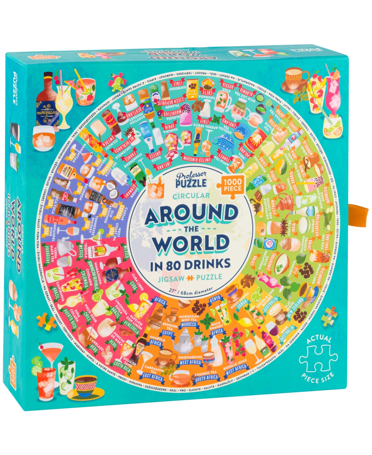 Professor Puzzle Kids' Around The World In 80 Drinks Circular Jigsaw Puzzle Set, 1002 Pieces In Multi Color
