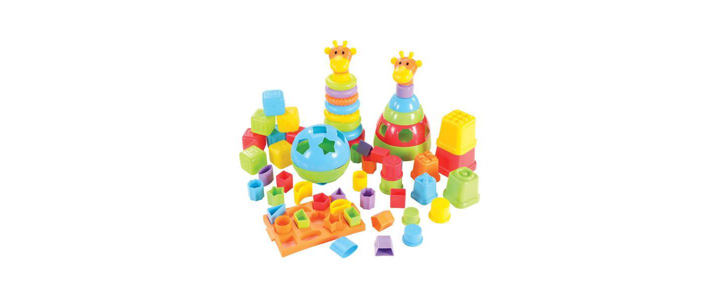 Детские игрушки Kaplan Early Learning Stack Sort Kit Fine Motor Skills 50+ Pieces, Ages 12 Months+ — фото 1