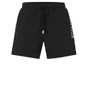 BOSS - Quick-dry swim shorts in recycled fabric with branding