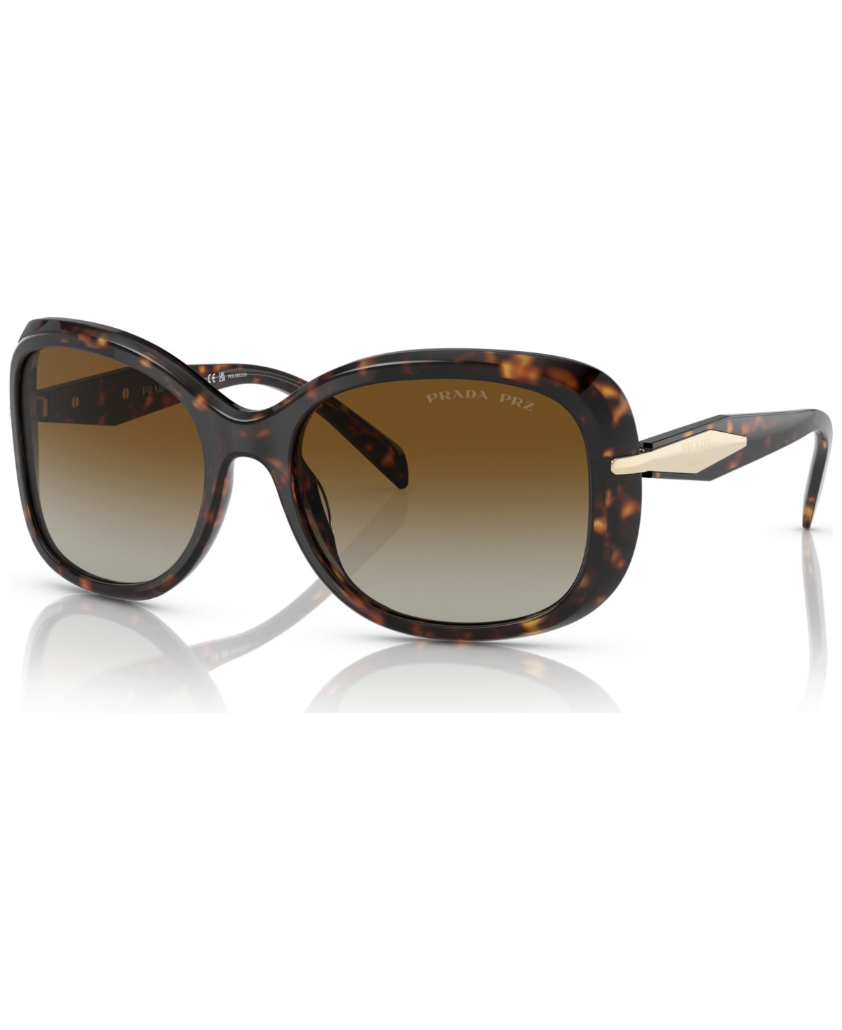 Shop Prada Women's Polarized Low Bridge Fit Sunglasses, Pr 04zsf58-yp In Tortoise