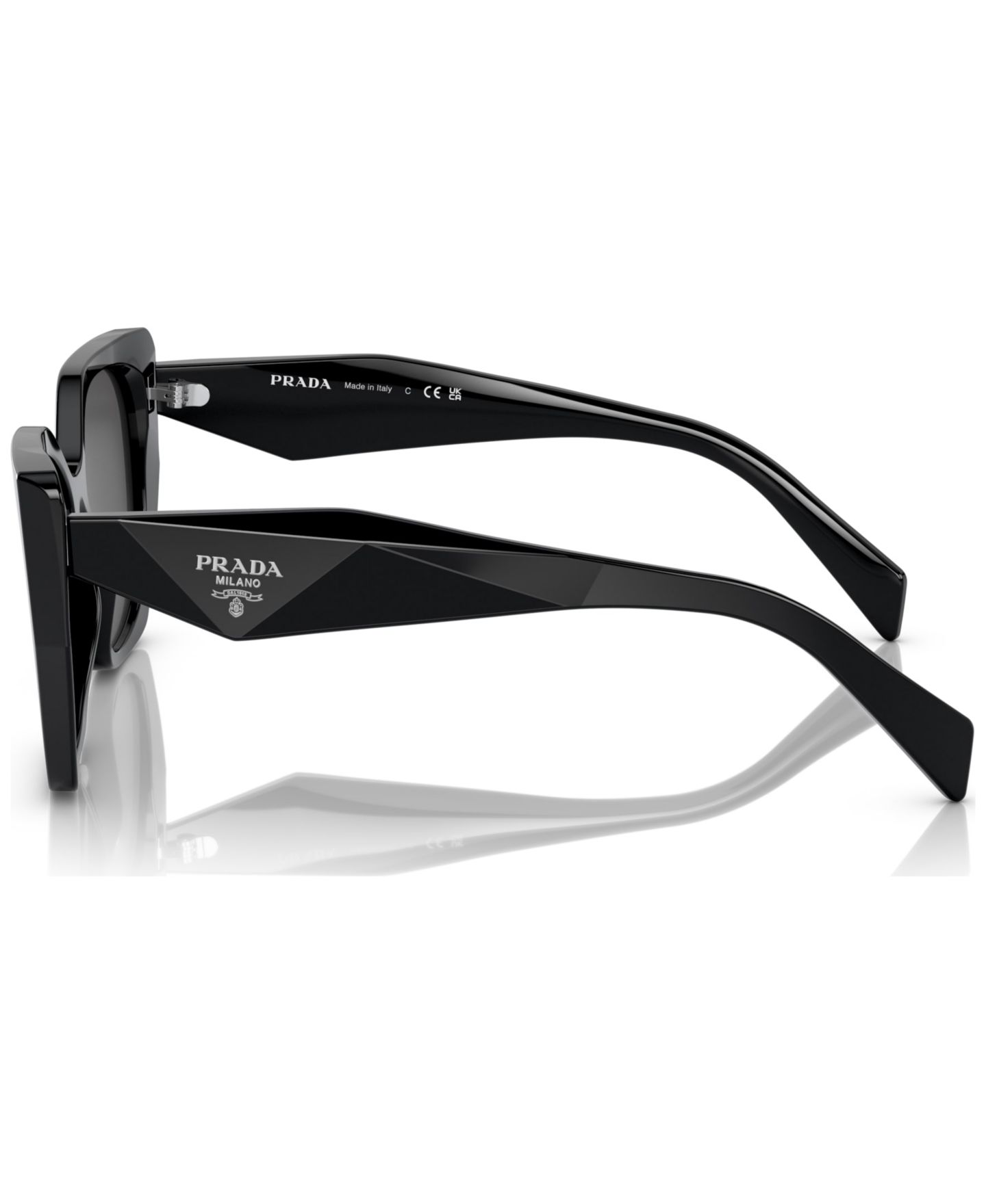 Женские солнцезащитные очки PRADA Symbole Round Sunglasses, PR 19ZS, цвет: Чёрный — фото 3