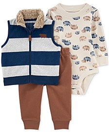 3-Pc. Baby Boys Bodysuit, Vest and Pants Set