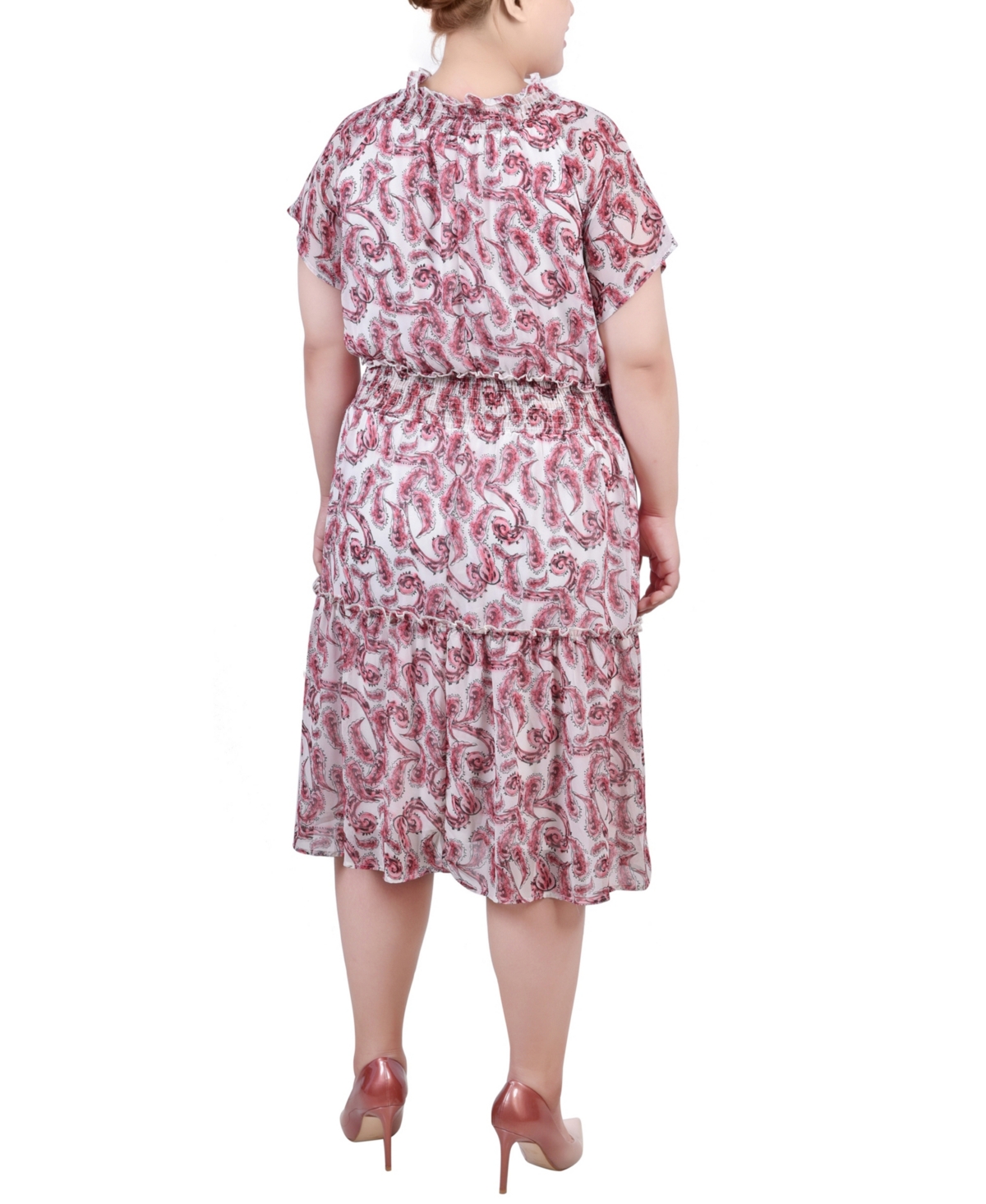 Ny Collection Plus Size Short Sleeve Smocked Waist Dress