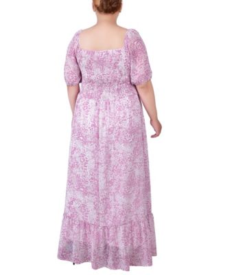 Plus Size Short Sleeve Smocked Maxi Dress