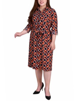 Plus Size Printed Shirt Dress