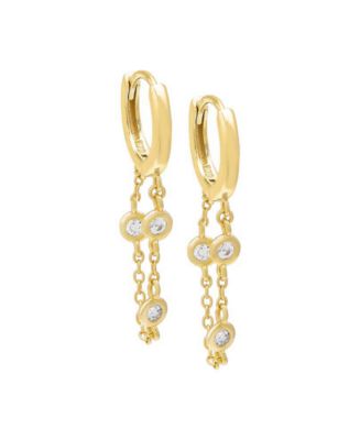 by Adina Eden Cubic Zirconia Bezel Chain Huggie Earrings 14k Gold ...