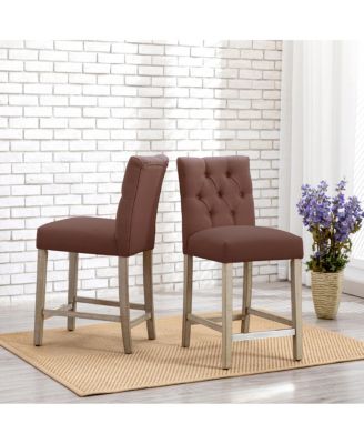 Linen Fabric Tufted Counter Stool (Set of 2)