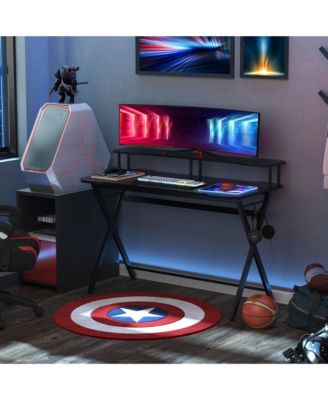 55” Gaming Computer Desk Headset Hook Curved Front Adjustable Feet