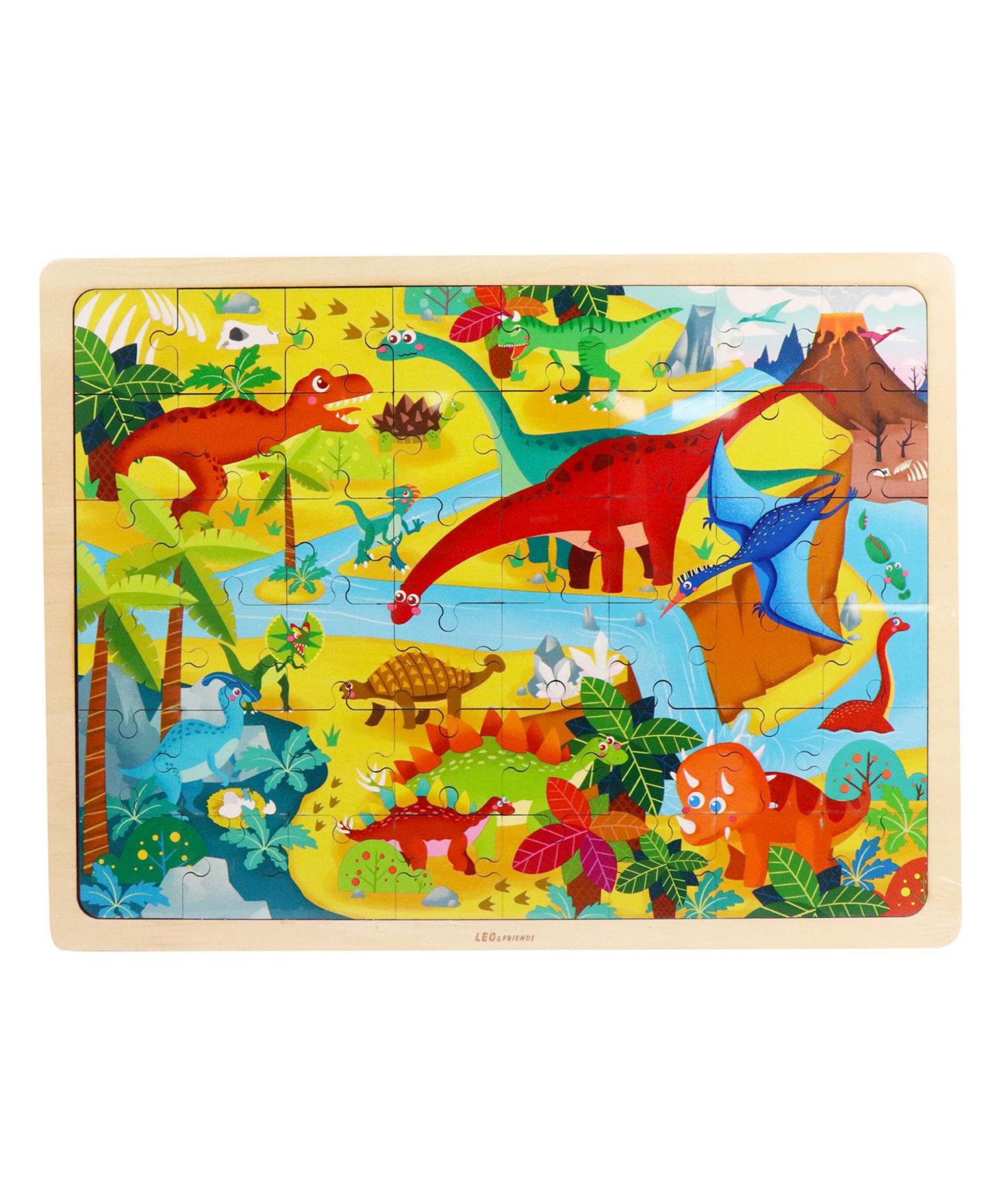 Детский пазл Leo & Friends Dinosaur World 48-Piece Wooden Puzzle, Ages 3+, цвет: Разноцветный — фото 1
