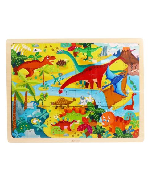 Детский пазл Leo & Friends Dinosaur World 48-Piece Wooden Puzzle, Ages 3+, цвет: Разноцветный