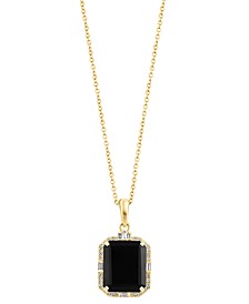 EFFY® Onyx & Diamond (1/6 ct. t.w.) 18" Pendant Necklace in 14k Gold