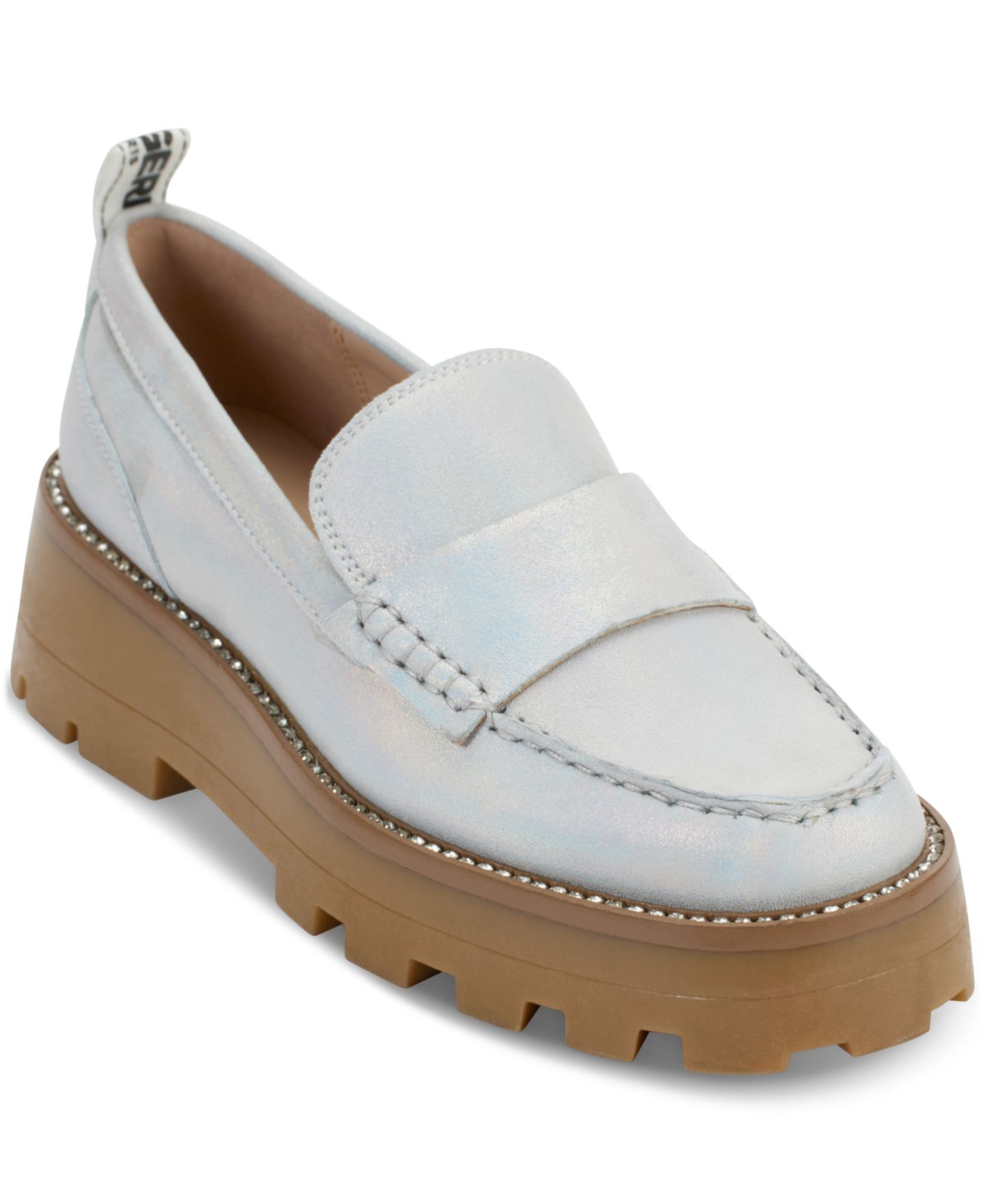 Женские туфли KARL LAGERFELD PARIS Maysun Slip-On Platform Lug Sole Loafer, цвет: Серебряный — фото 1