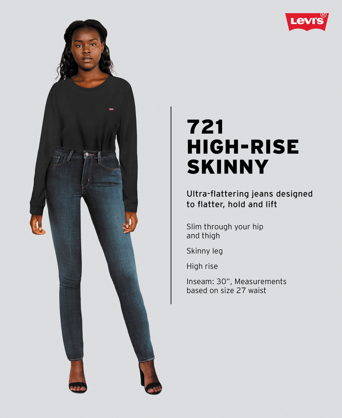 Shop Levi's Women's 721 High-rise Stretch Skinny Jeans In Emblem Of