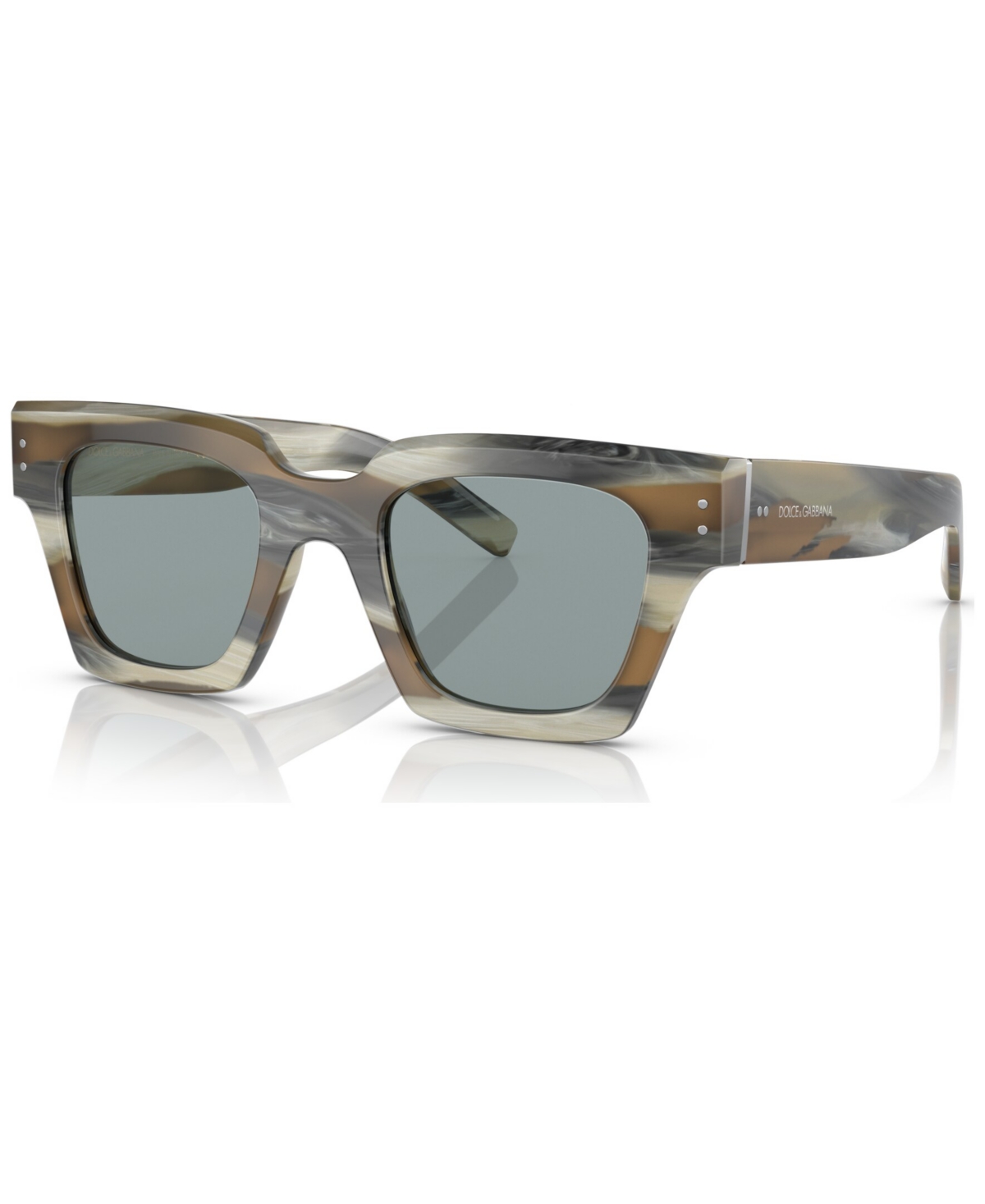Dolce & Gabbana Men's 48mm Plastic Square Sunglasses In Gray Horn