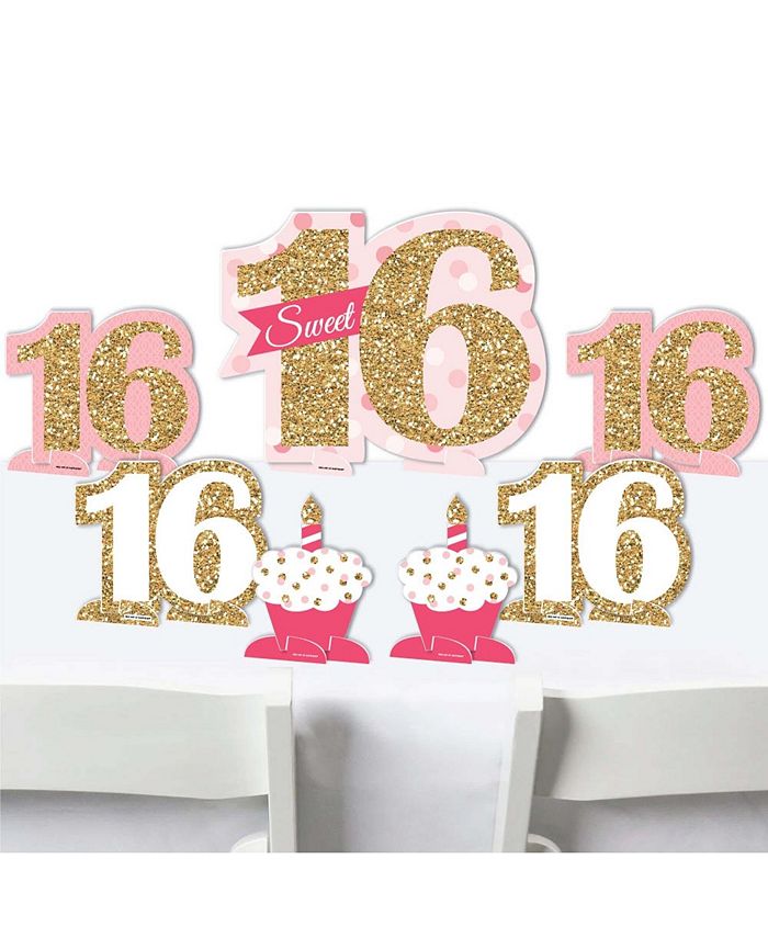Big Dot of Happiness Sweet 16 - Birthday Party Centerpiece Table Decor ...