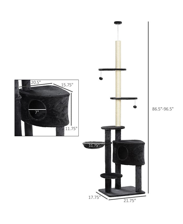 PawHut Cat Tree Stand House Hammock Pet Kitten Activity Tower Play 5