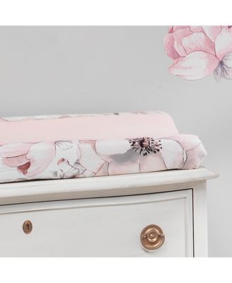 Signature Botanical Baby Pink/Gray Floral Minky Changing Pad Cover