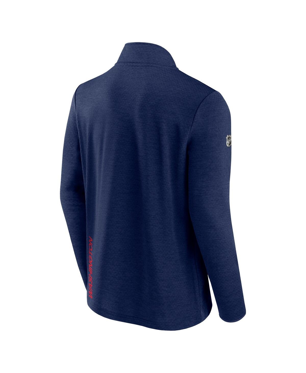 Shop Fanatics Men's  Heather Navy Washington Capitals Authentic Pro Rink Quarter-zip Jacket