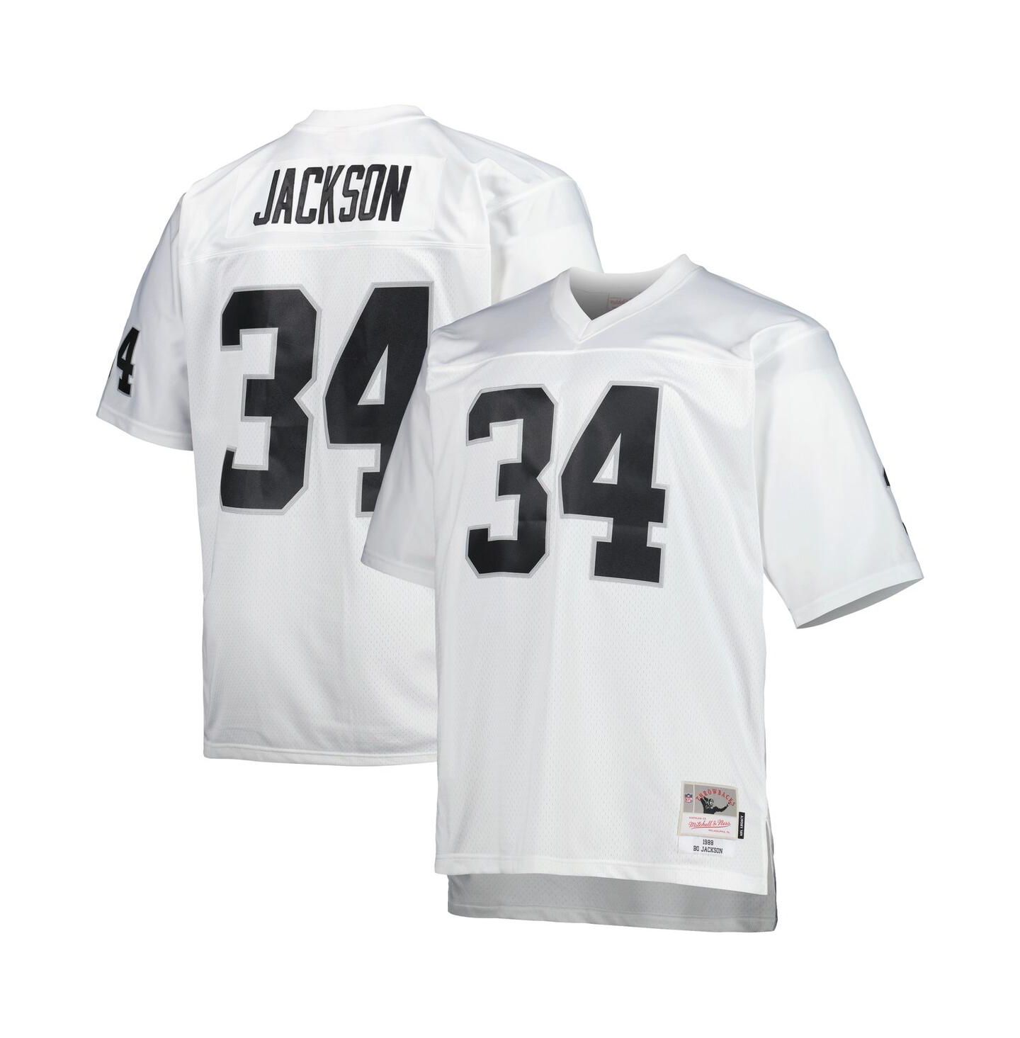 Мужской топ Mitchell & Ness Bo Jackson White Las Vegas Raiders Big and Tall 1988 Retired Player Replica Jersey — фото 4