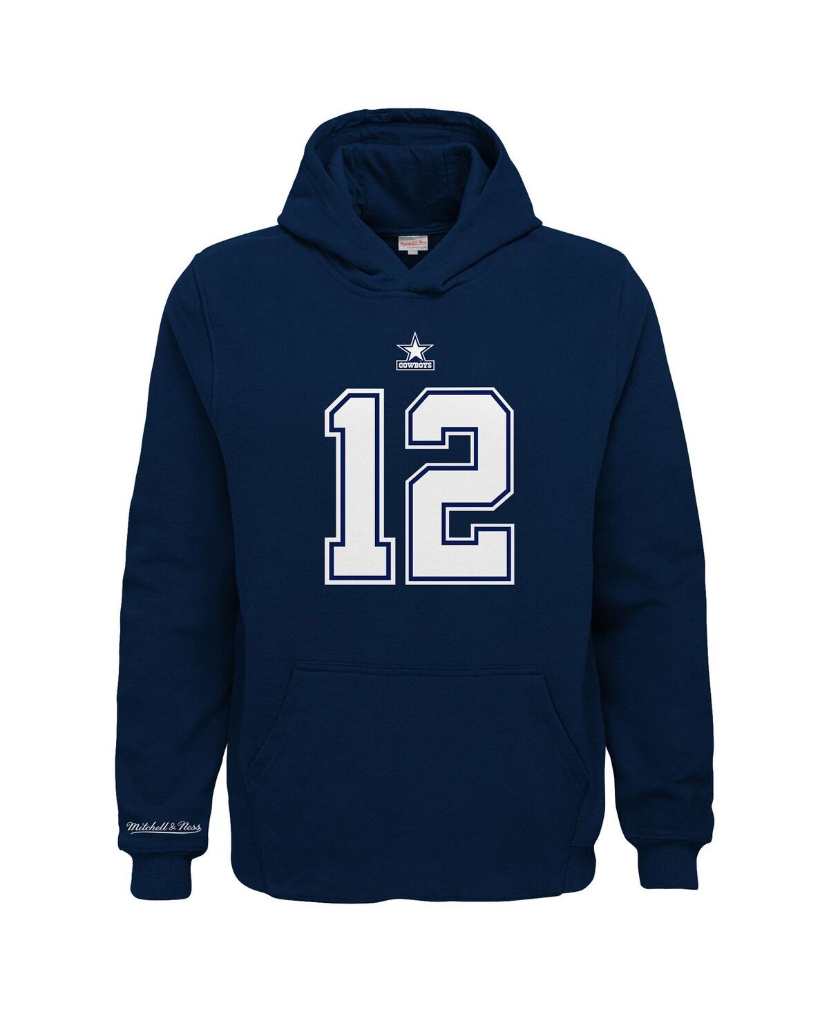 Shop Mitchell & Ness Big Boys  Navy Dallas Cowboys Retired Player Name And Number Pullover Hoodie