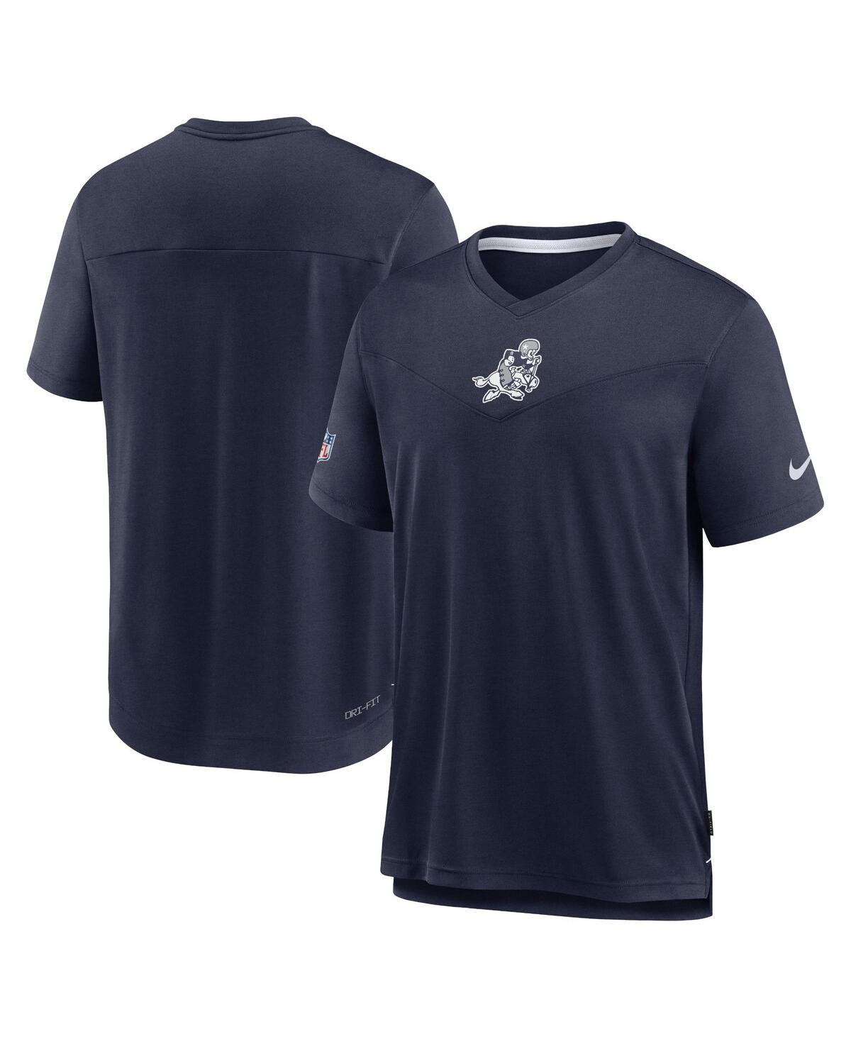 Men's Nike Navy Dallas Cowboys Sideline Coaches Vintage-like Chevron Performance V-neck T-shirt