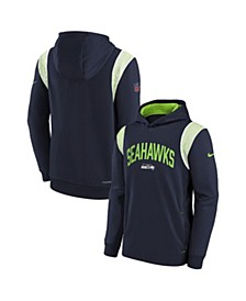 Youth Boys College Navy Seattle Seahawks Sideline Fleece Performance Pullover Hoodie