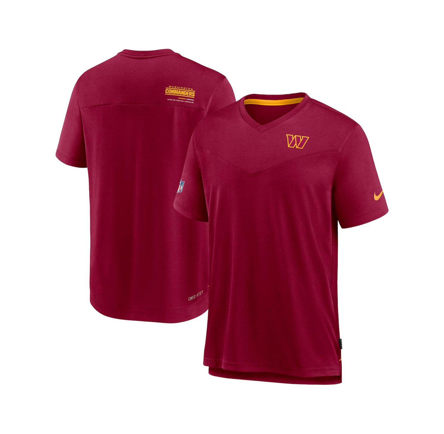 Men's Burgundy Washington Commanders Sideline Coach Chevron Lock Up Logo V-neck Performance T-shirt