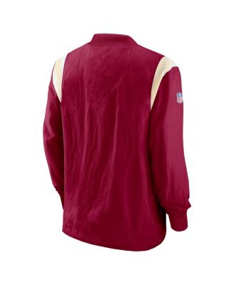 Men's Burgundy Washington Commanders Sideline Athletic Stack V-neck Pullover Windshirt Jacket