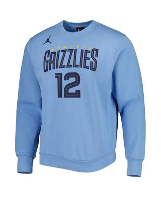 Men's Ja Morant Light Blue Memphis Grizzlies Statement Name and Number Pullover Sweatshirt