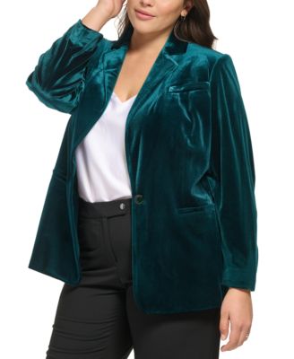 Calvin Klein Plus Size Velvet One-Button Jacket