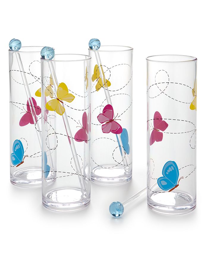 The Cellar Butterfly Set of 4 Tom Collins Glasses, Created for