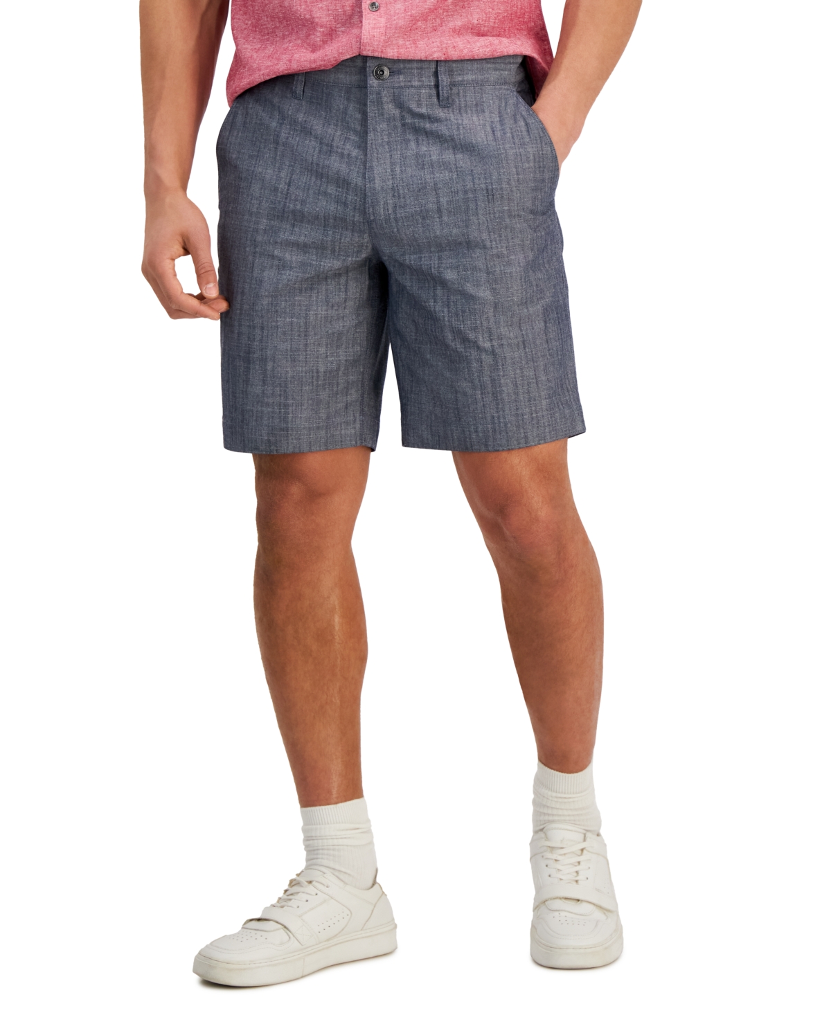 Inc International Concepts Classic-fit Solid 8.5" Chambray Shorts, Created For Macy's In Basic Navy