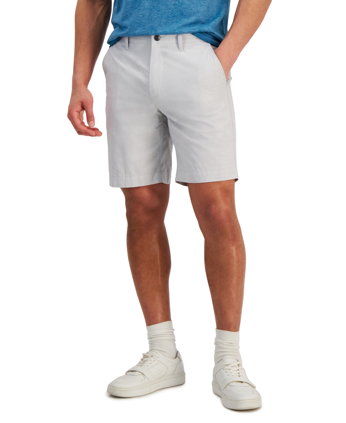 Inc International Concepts Classic-fit Solid 8.5" Chambray Shorts, Created For Macy's In Stucco Grey