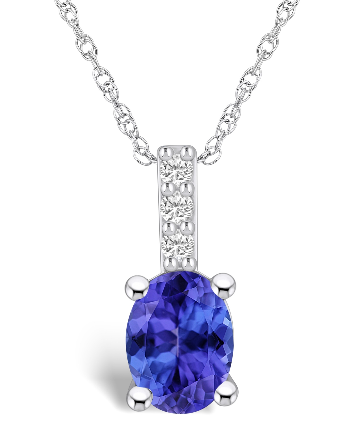 Macy's Tanzanite (1-1/4 Ct. T.w.) And Diamond Accent Pendant Necklace In White Gold