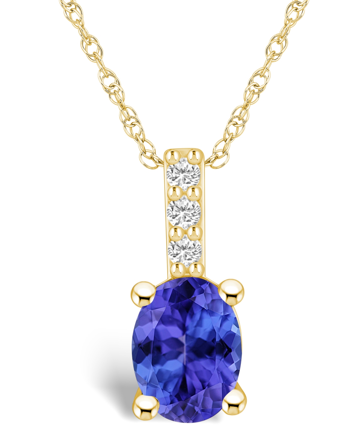 Macy's Tanzanite (1-1/4 Ct. T.w.) And Diamond Accent Pendant Necklace In Gold