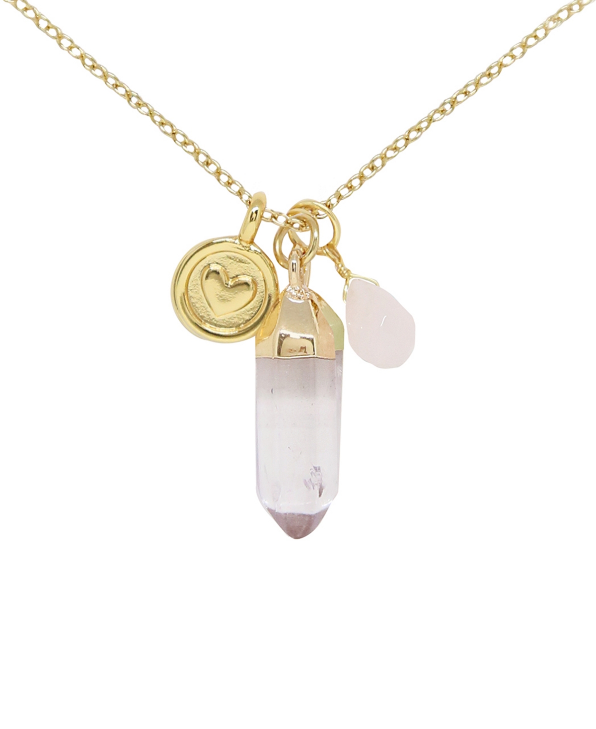 Charged Crystal Gemstone Charm Necklace In Rose Quartz