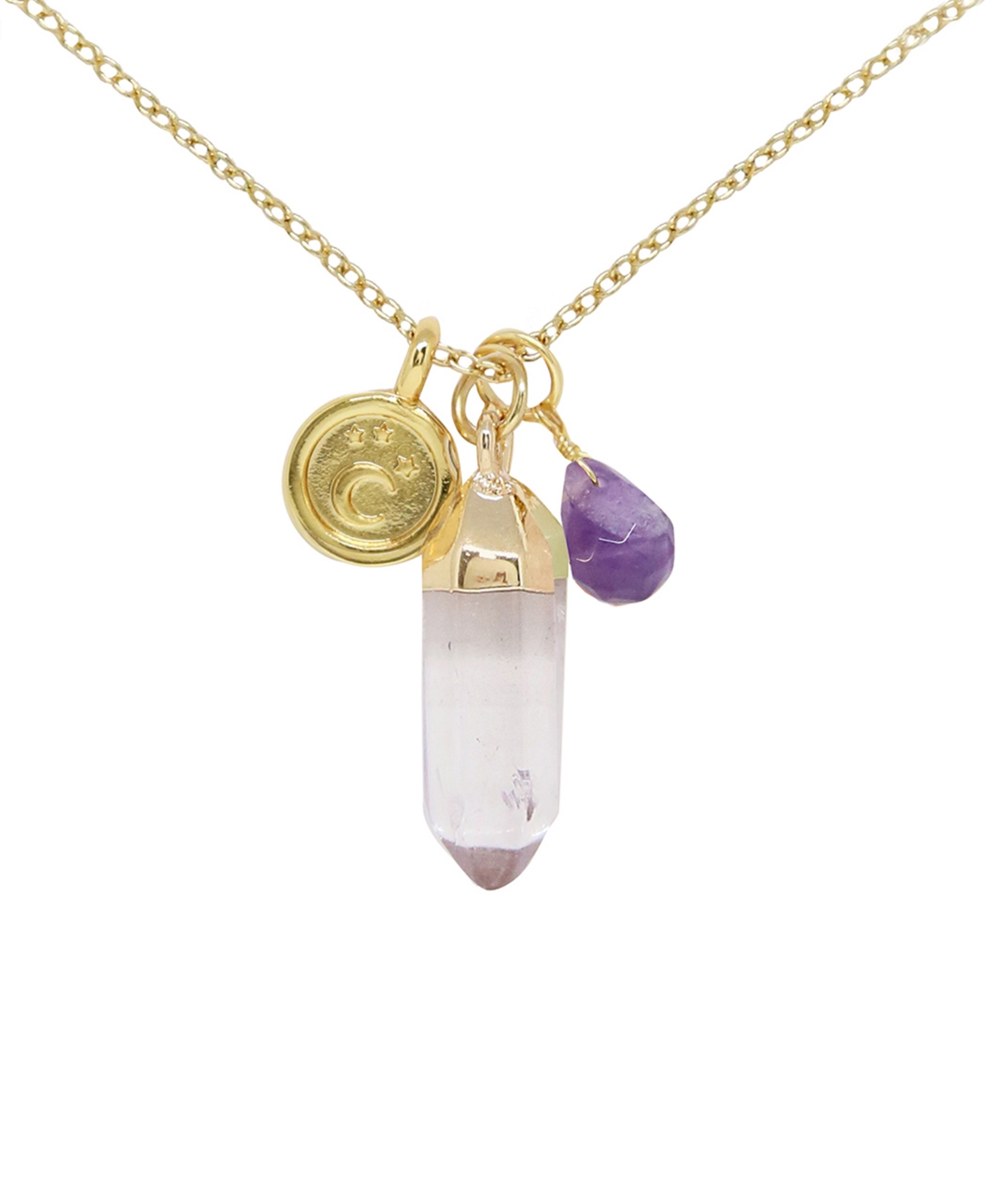 Charged Crystal Quartz Charm Necklace With Amethyst