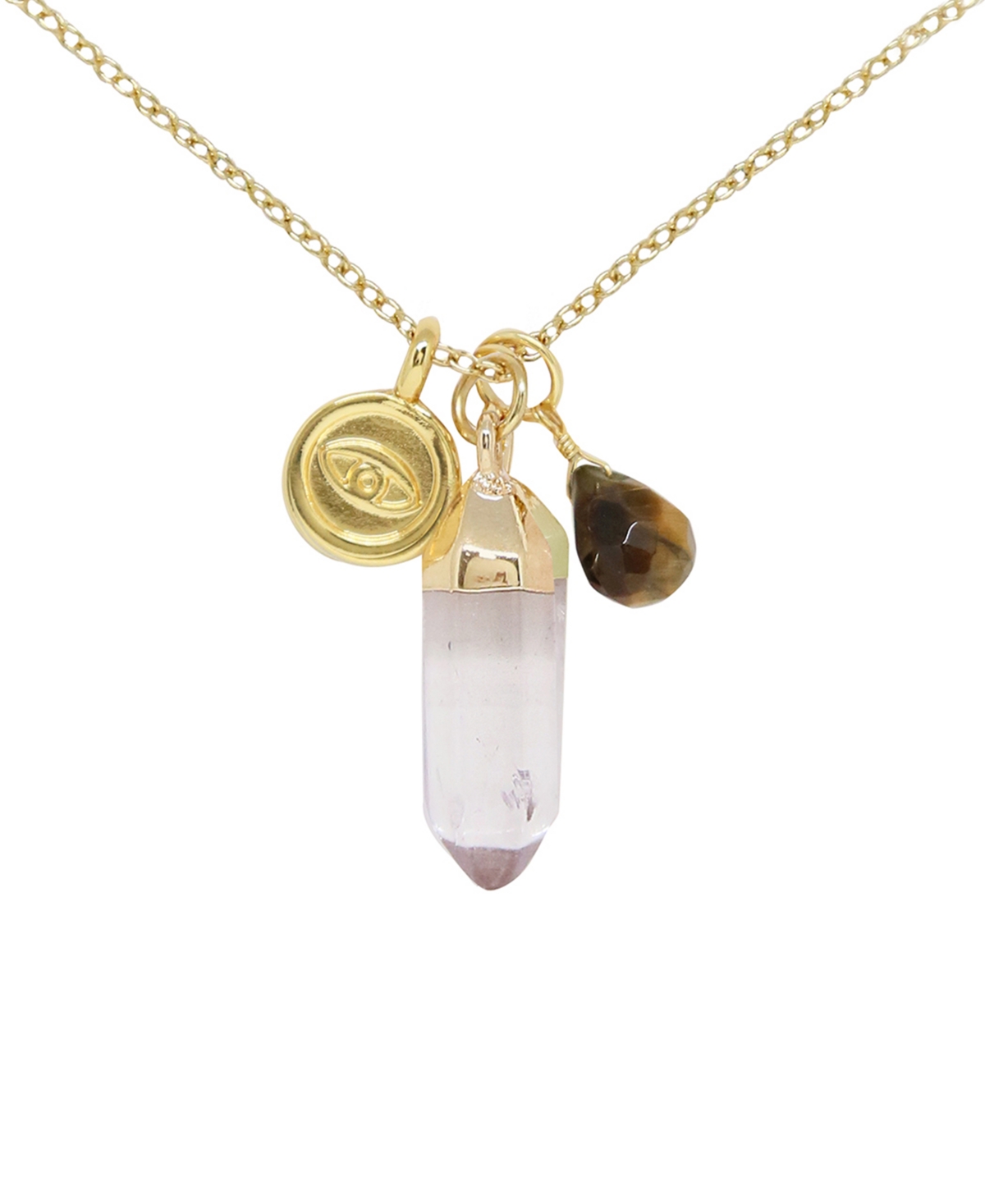 Charged Crystal Gemstone Charm Necklace In Tiger's Eye