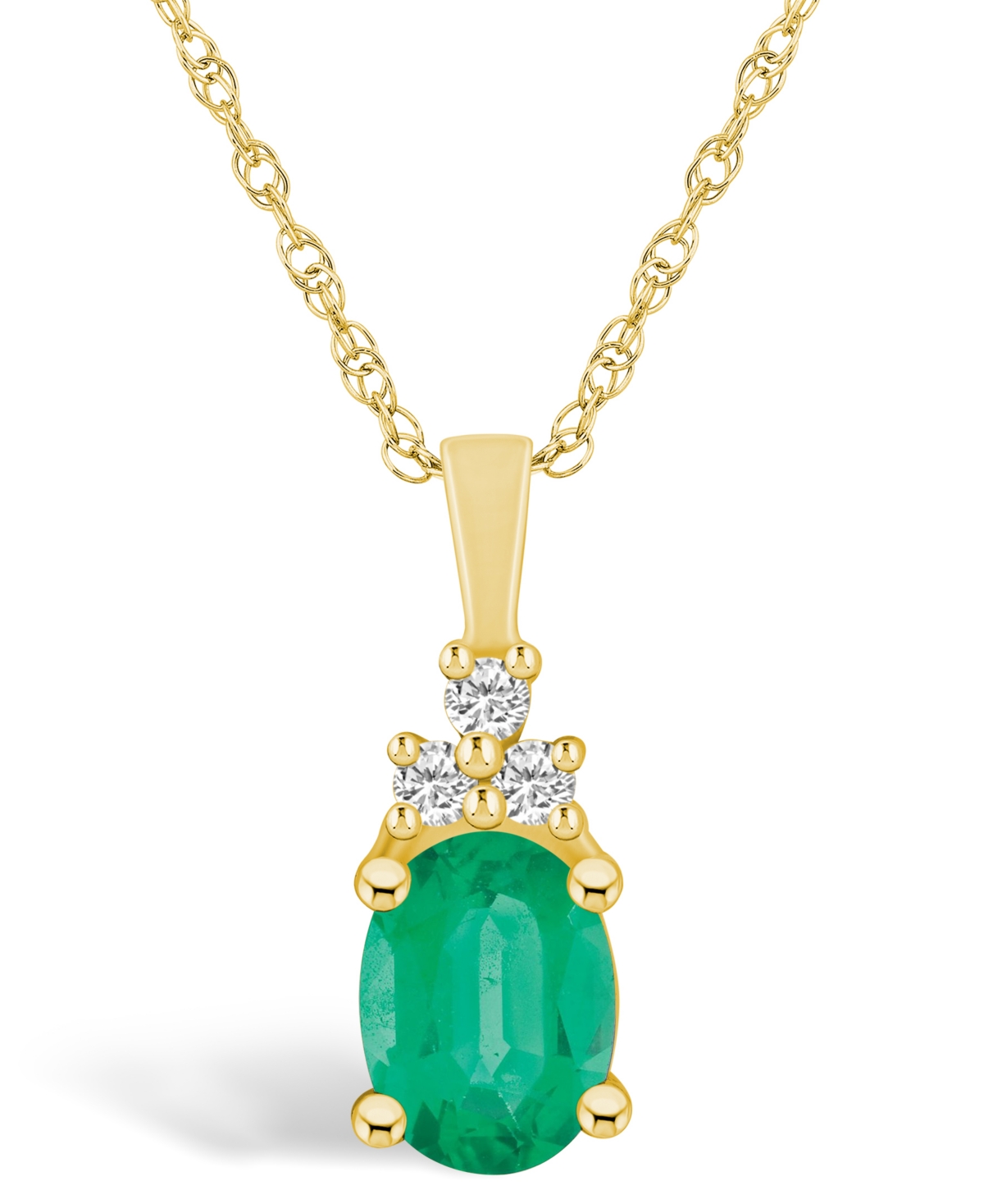 Macy's Emerald (1-1/5 Ct. T.w.) And Diamond (1/10 Ct. T.w.) Pendant Necklace In Gold