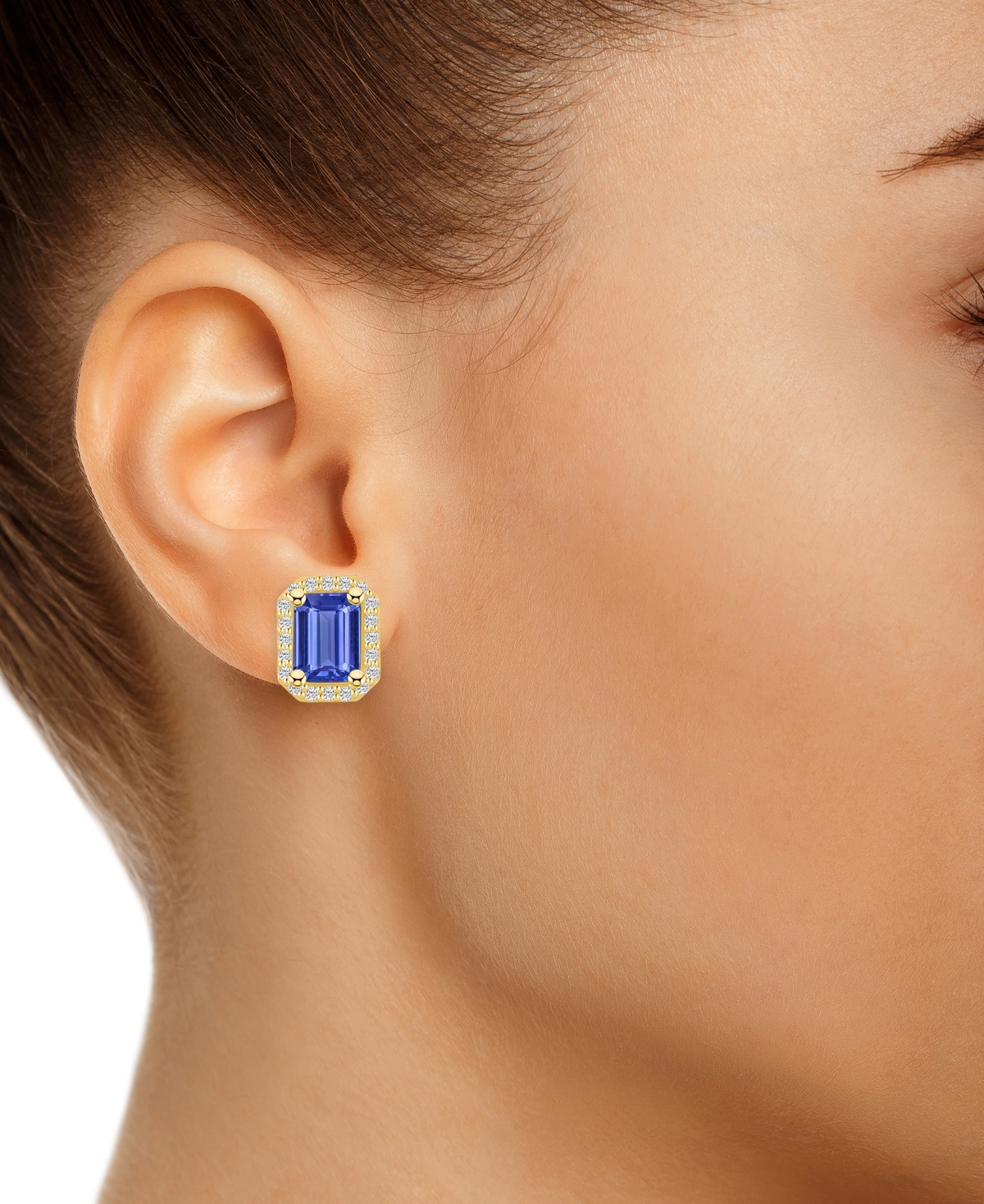 Macy's Tanzanite (3-1/5 Ct. t.w.) and Diamond (3/8 Ct. t.w.) Halo Stud Earrings