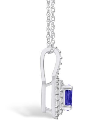 Tanzanite (1-3/8 Ct. t.w.) and Diamond (3/8 Ct. t.w.) Halo Pendant Necklace